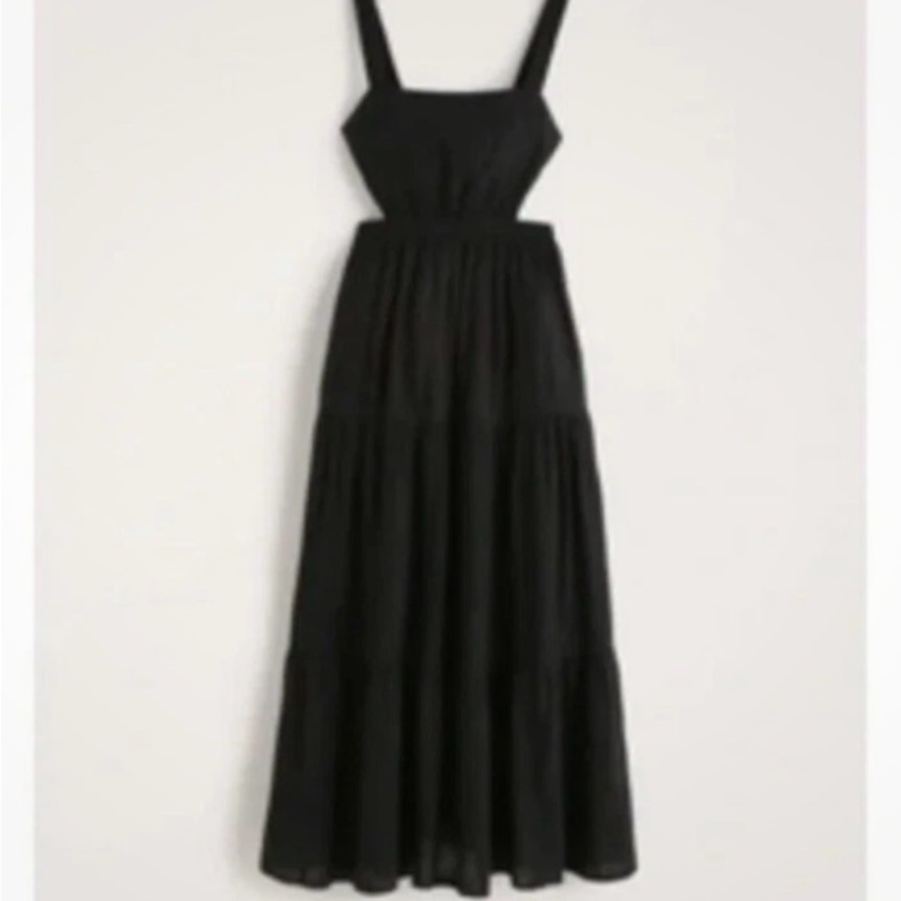 Abercrombie Black Backless Cutout Maxi Dress NWT